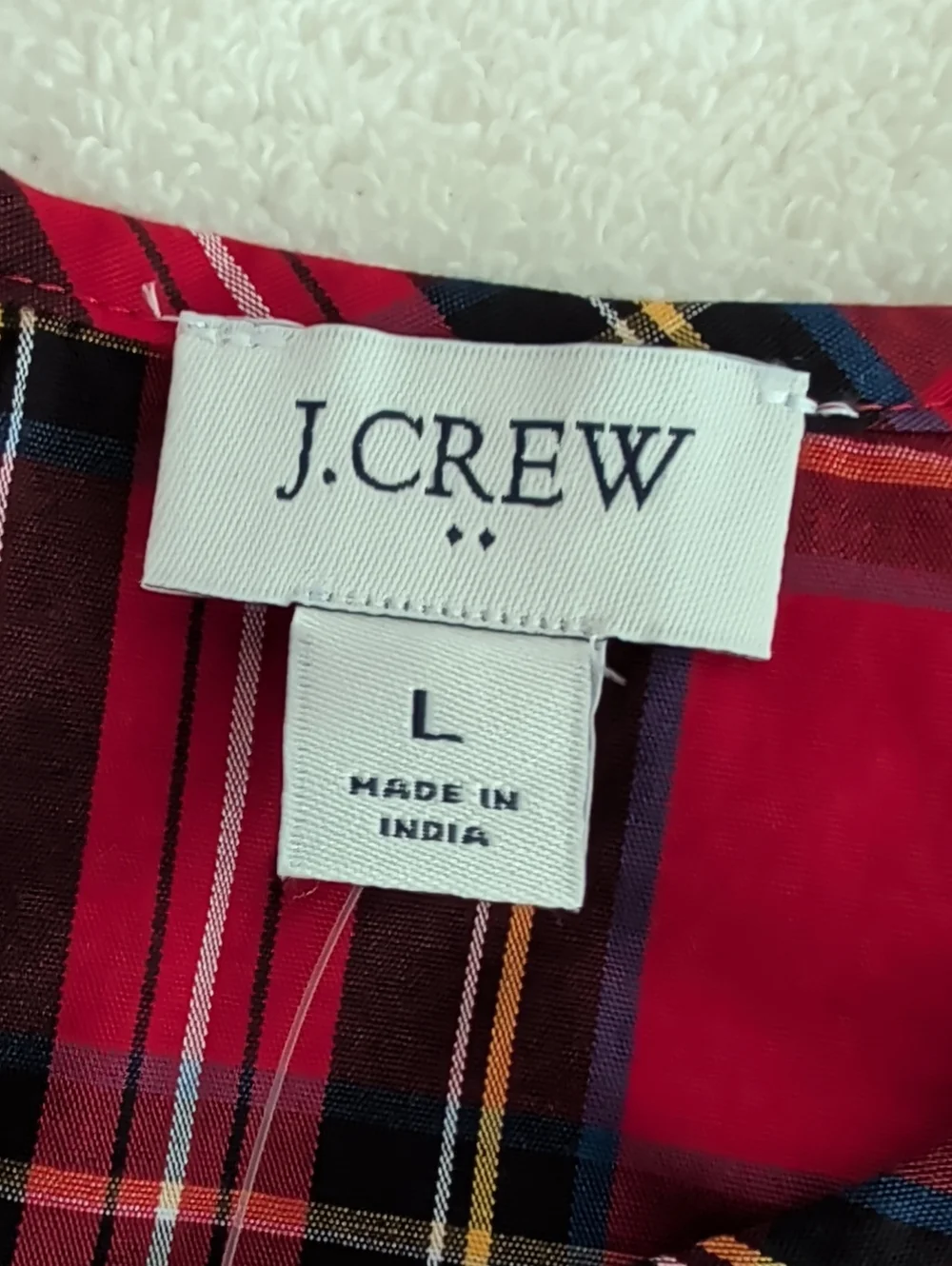 J. Crew Factory Red Plaid Long-Sleeve Tartan Cotton Poplin Top Size L (1030)